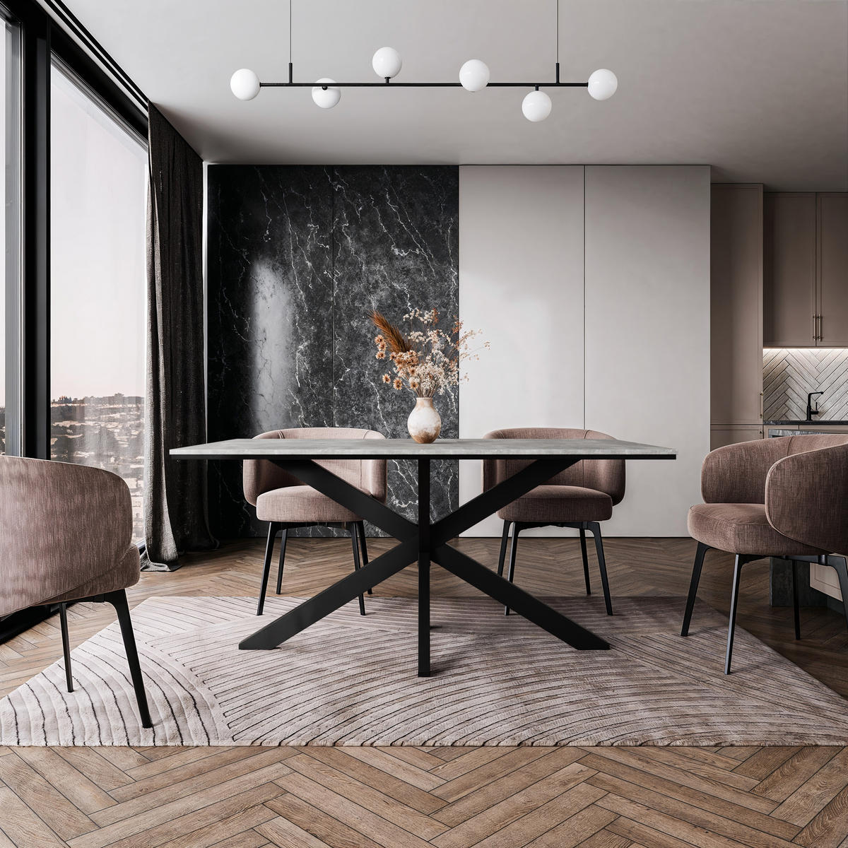 ESSTISCH 160 cm in Steingrau - Grau, Metall (90/160/77cm) - Home Collective