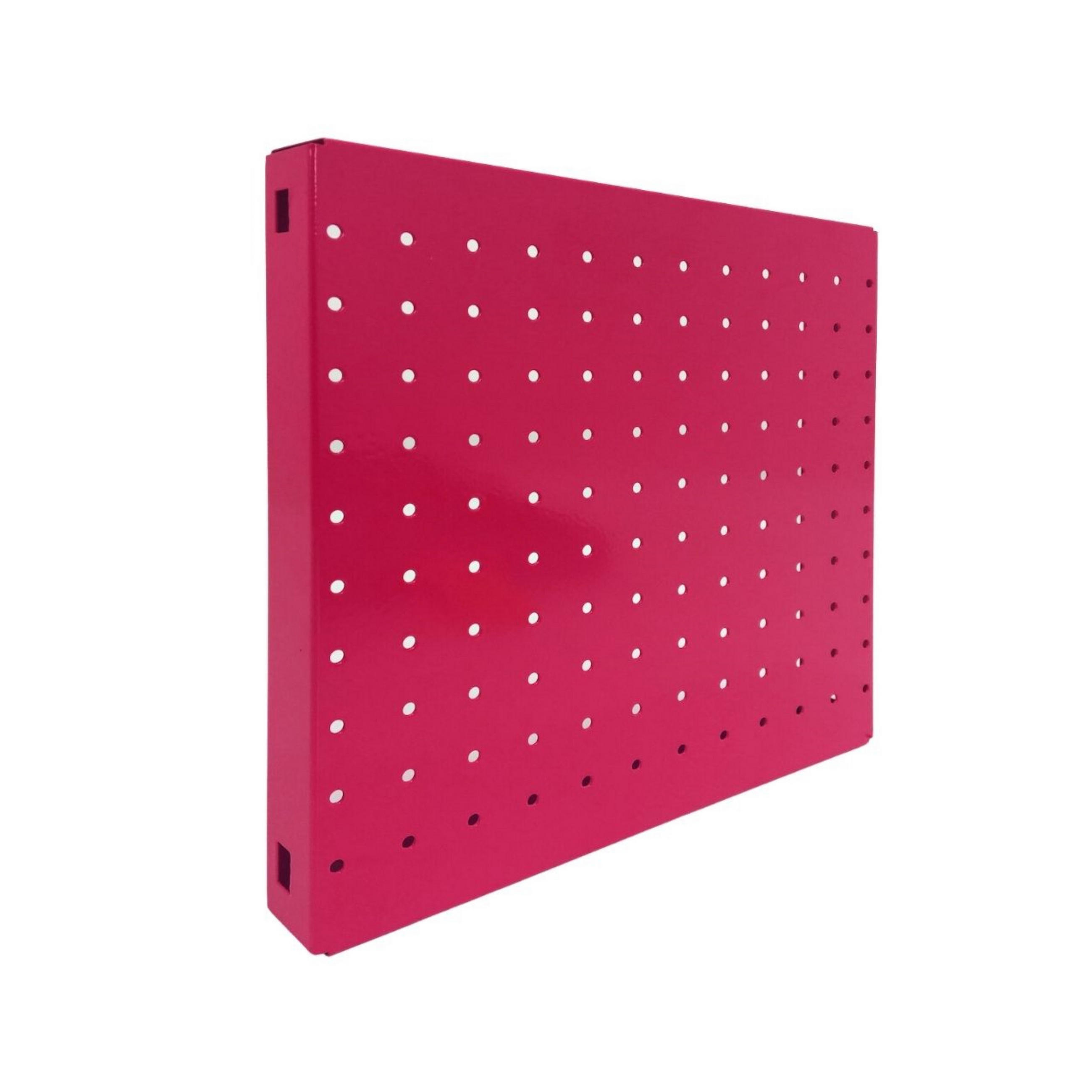 DOPPELPACK 2x Memoboard aus Stahl gelocht | HxBxT 30x30x3,5cm | Rosa | Lochblech Wandtafel Trägersystem - Rosa, Metall (30/30/3.5cm) - PROREGAL