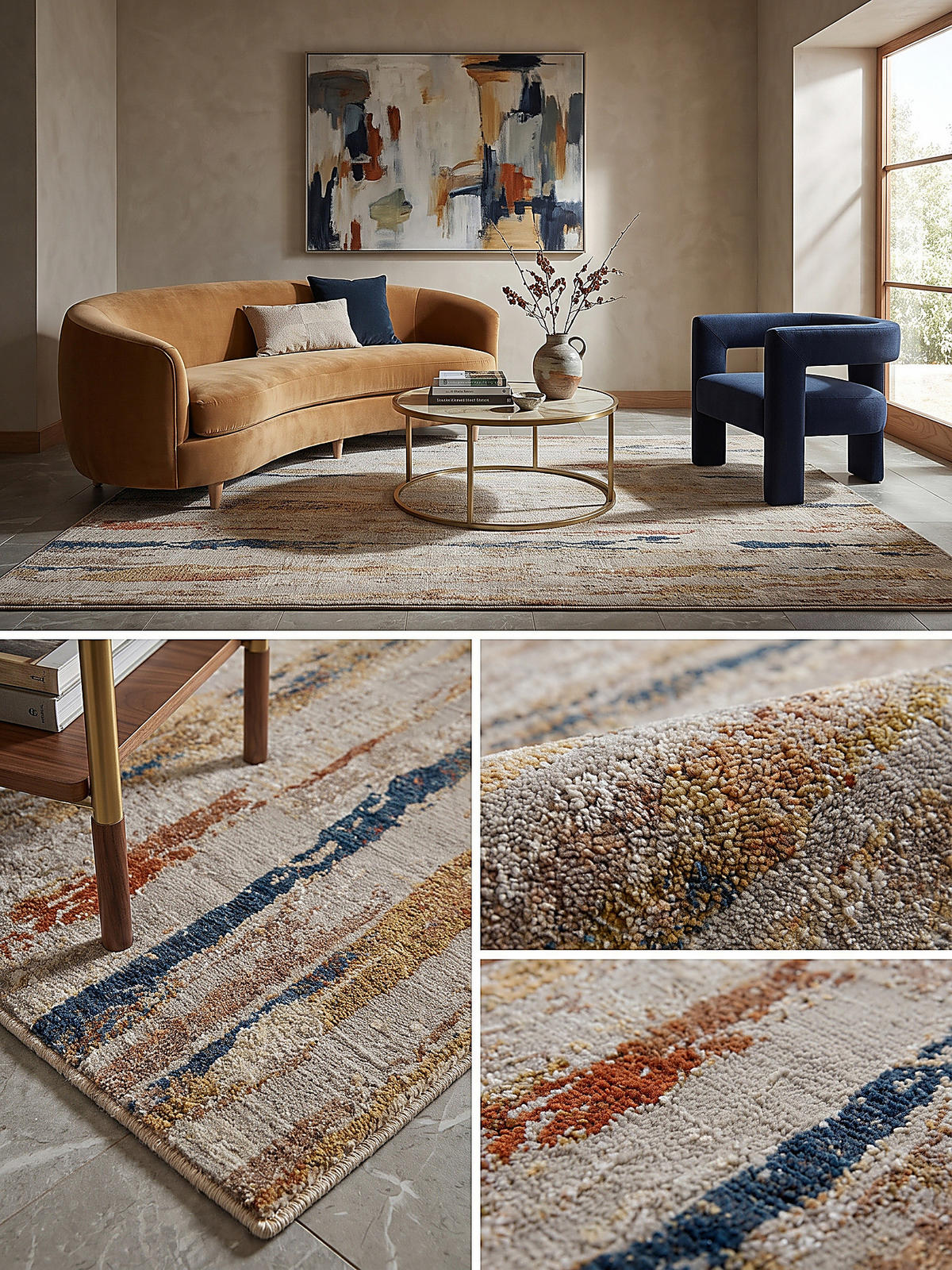 KURZFLORTEPPICH, mit Fransen, BLENG, Farbstriche, Beige-Multicolor, 160 x 230 cm - Beige, Textil (160/230cm) - KADIMA DESIGN