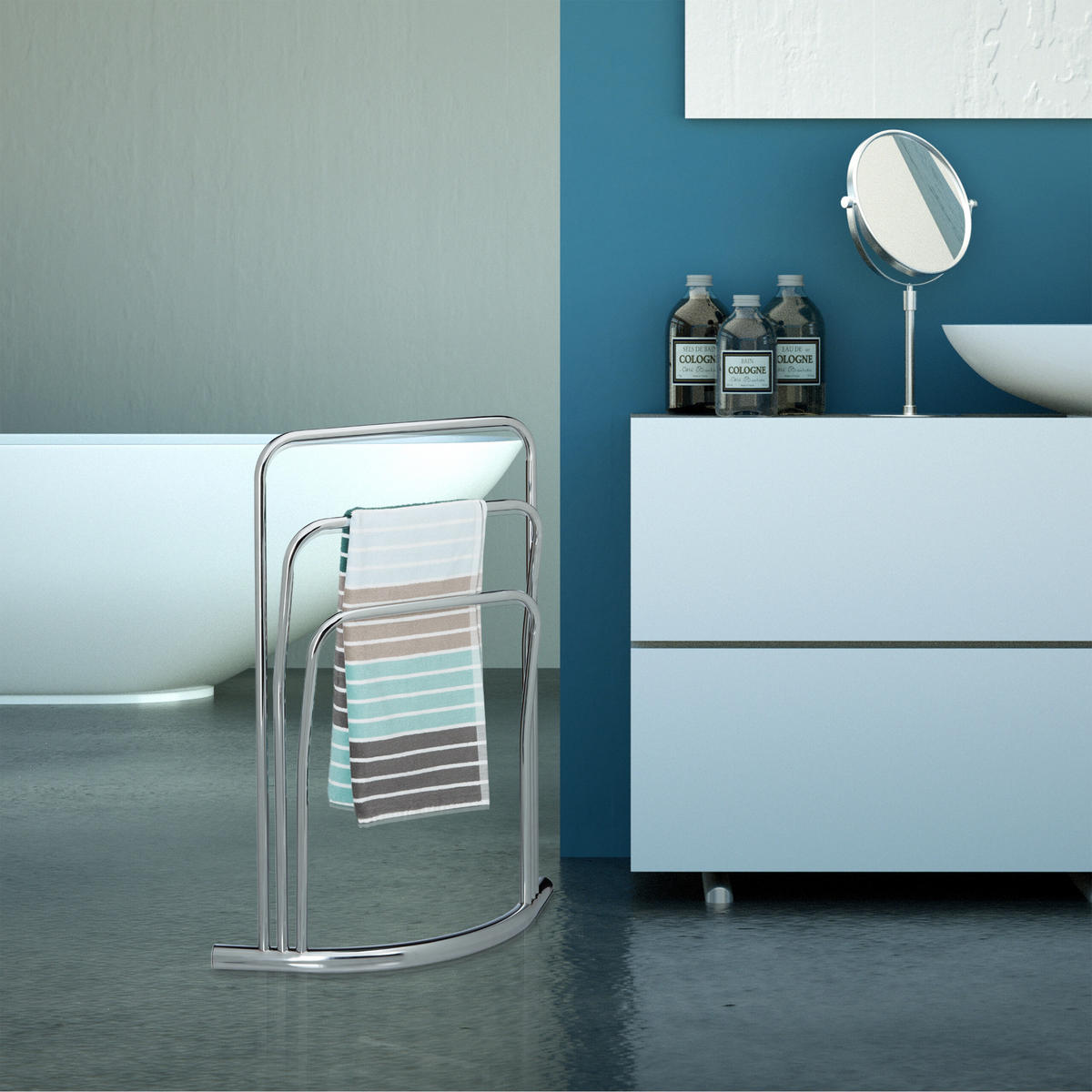 HANDTUCHSTÄNDER - Silberfarben, Metall (66/85/20cm) - Relaxdays