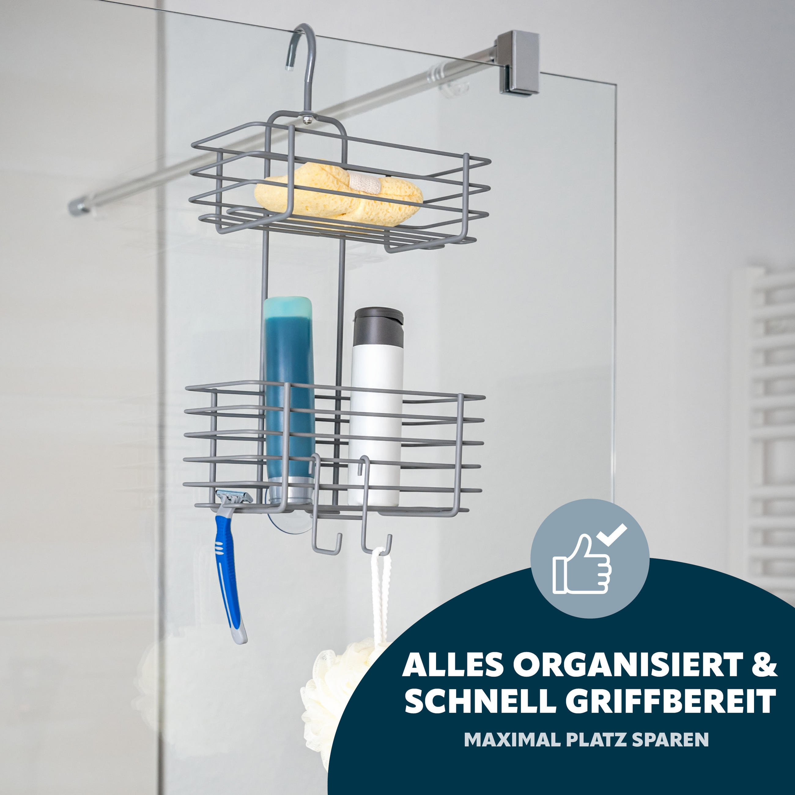 DUSCHREGAL, grau - Grau, Metall (23/42/10.5cm) - bremermann