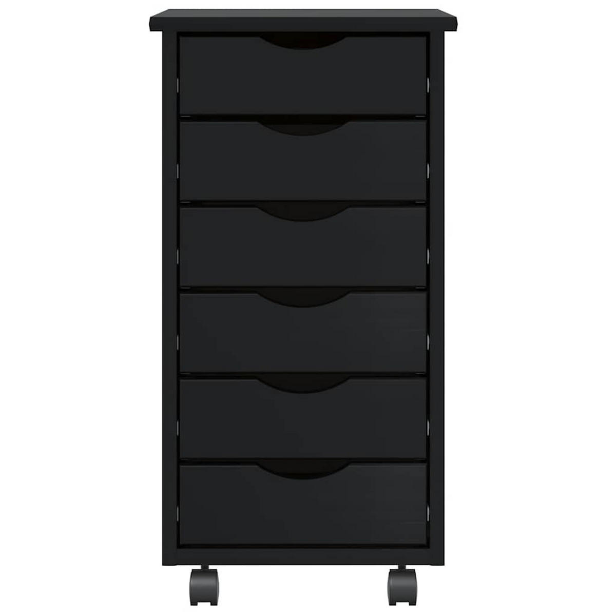 ROLLSCHRANK Mit Schubladen Moss Schwarz Massivholz Kiefer - Schwarz, Holz (39/65.5/34cm) - vidaXL