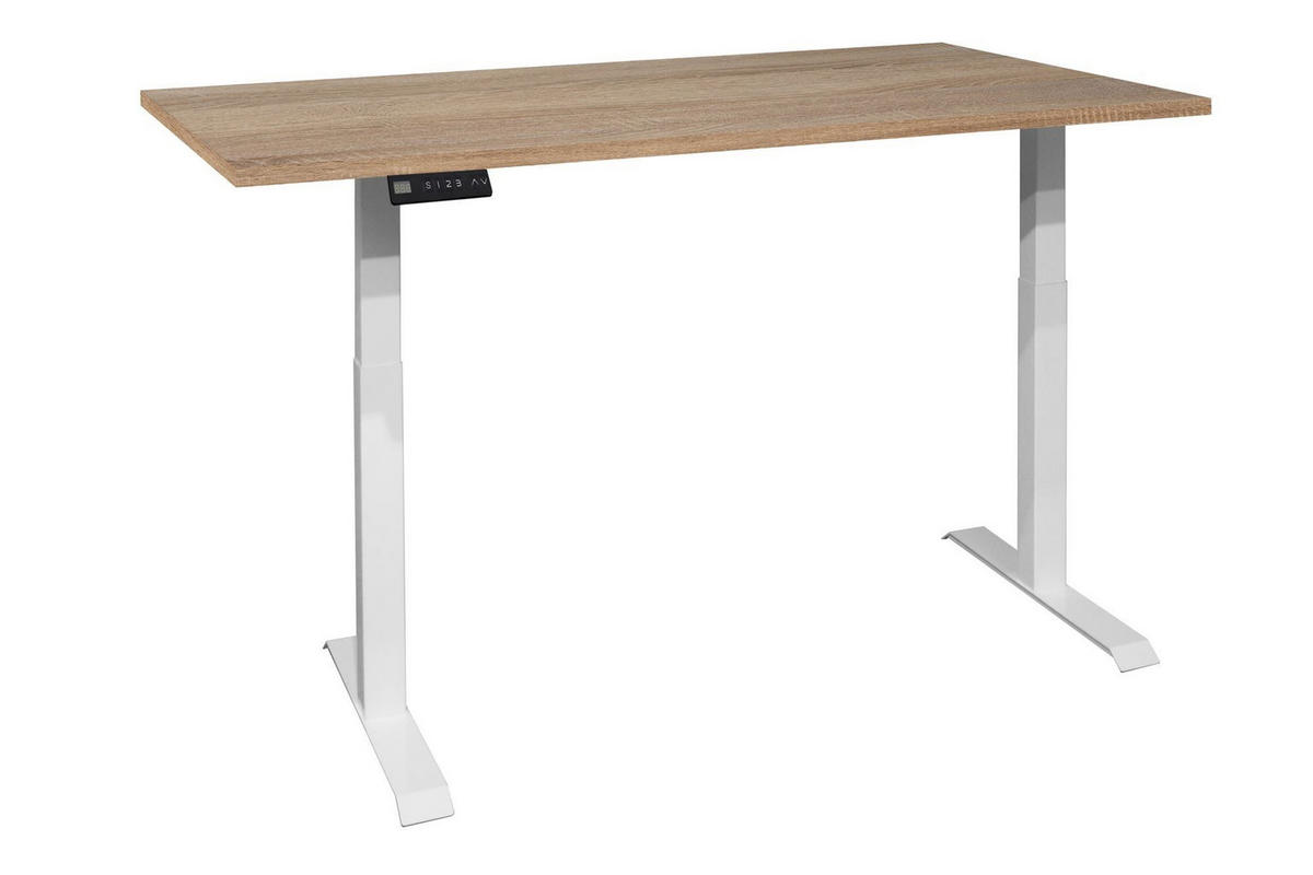 SCHREIBTISCH höhenverstellbar elektrisch Edithe 140x70 weiß/eiche sägerau - Sonoma Eiche, Holz (140/70/73cm) - 58aufmkessel