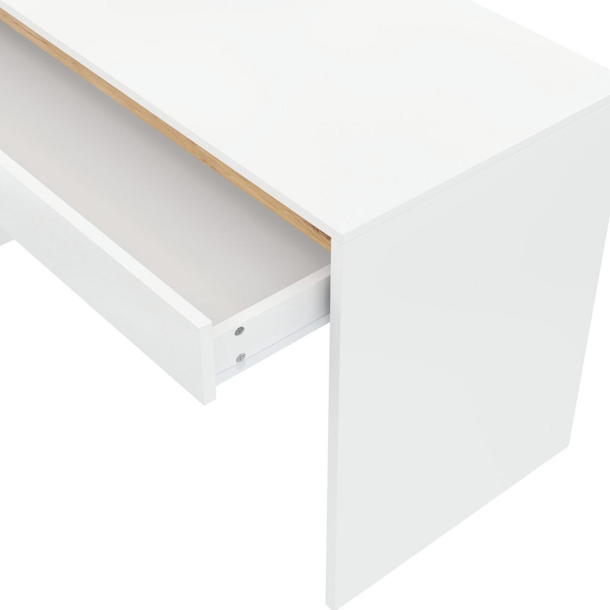 SCHREIBTISCH Weiß/Eichefarben 140/50/78 cm mit 5 Schubladen und großer Arbeitsfläche - Weiß, Holzwerkstoff (50/140/78cm) - PANGIVO