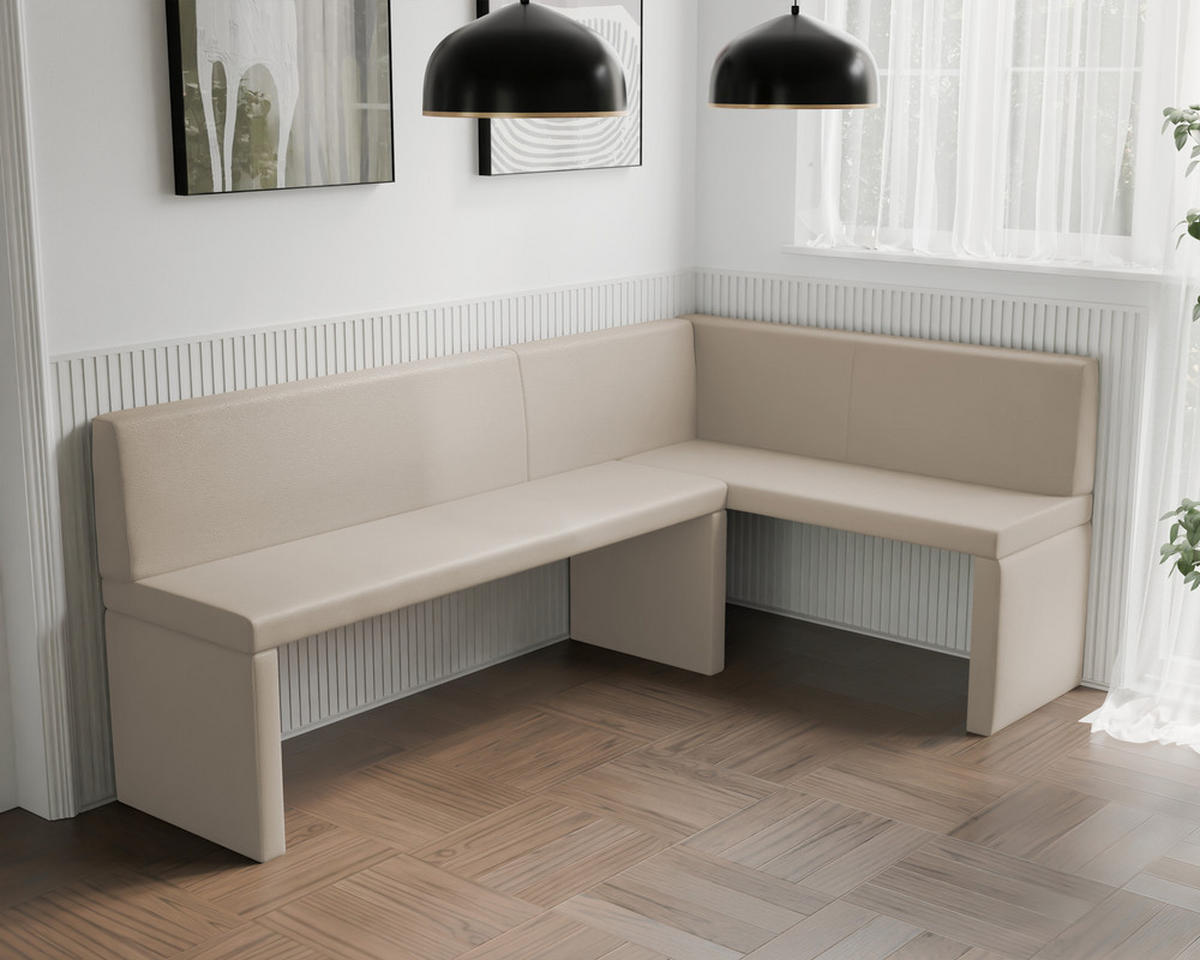 ECKBANK rechts OWEN Kunstleder, 142/196 cm Beige - Beige, Holz/Kunststoff (142/196cm) - Idohome