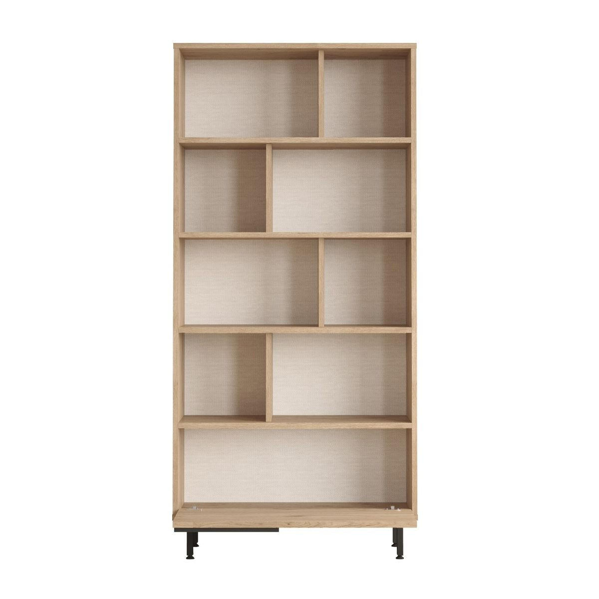 REGAL mit 9 Regalböden und 1 Tür, Eichen-Dekor und Rattan-Druck - H175,6 cm - Apfelbaumfarben, Holzwerkstoff (29.5/175.6/83.9cm) - Calicosy