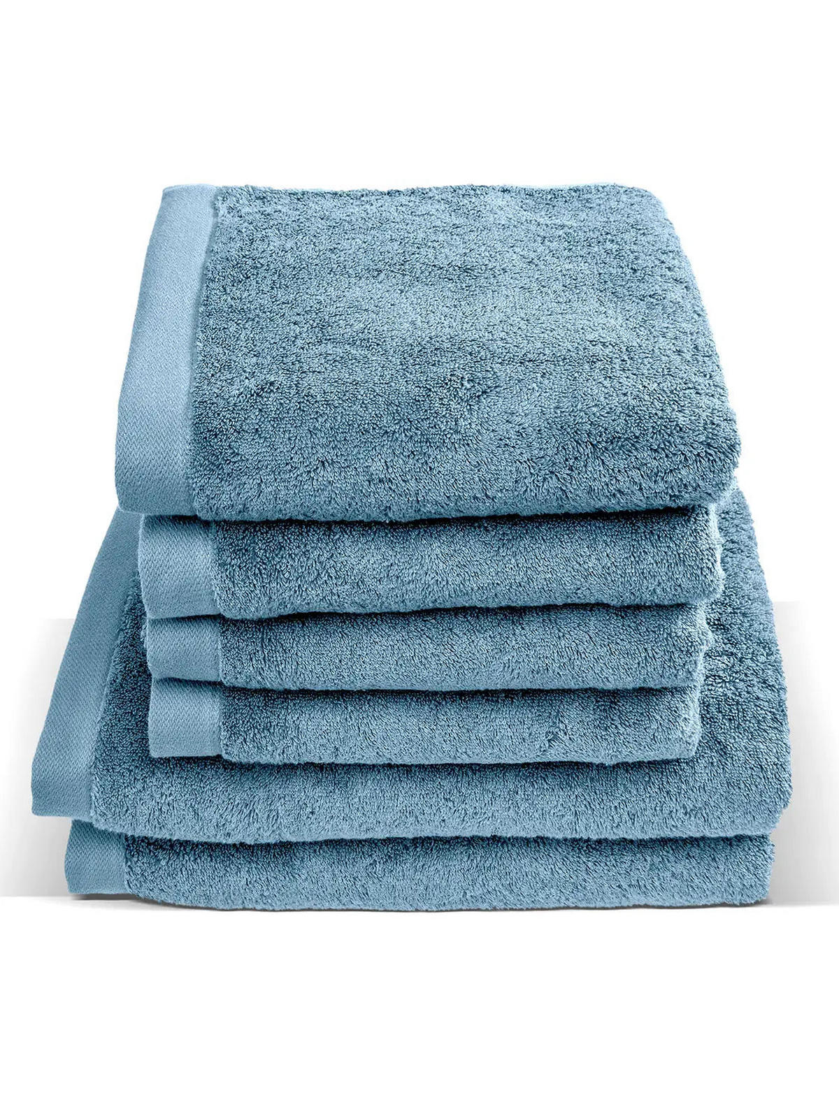 6ER Set Pura Blau 2x Duschtuch + 4x Handtuch - Blau, Textil (50/100cm) - Herzbach Home