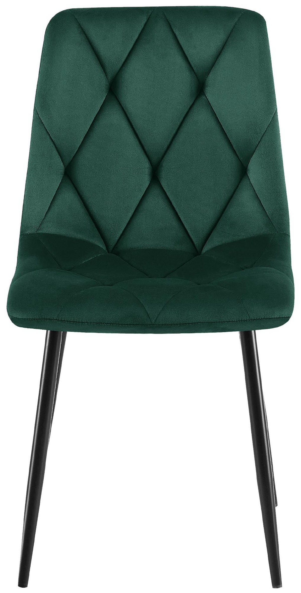 STUHL 2er Set Samt Grün - Schwarz/Grün, Textil/Metall (45/85/55cm) - CLP