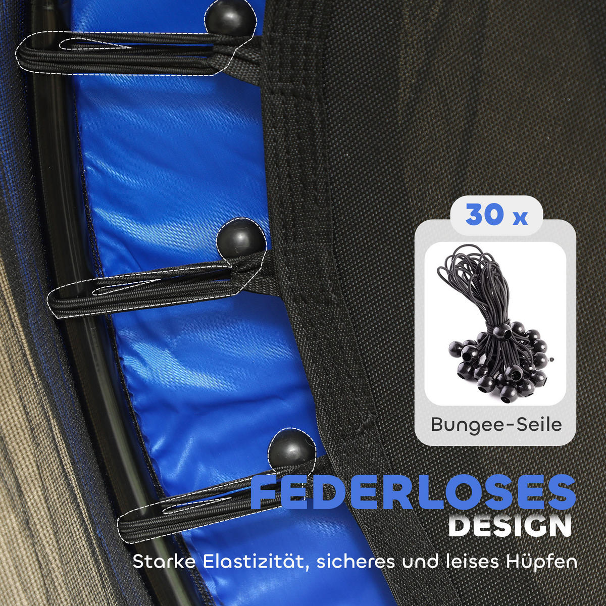 KINDERTRAMPOLIN - Blau, Kunststoff/Metall (140/140cm) - HOMCOM