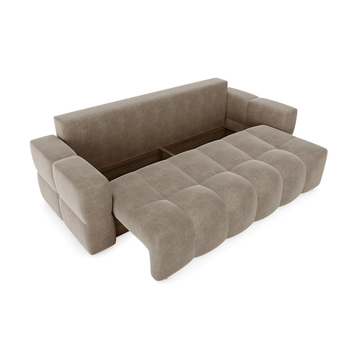 SCHLAFSOFA GERADE Samt Taupe 247cm - Taupe, Textil (247/90/102cm) - Sia Home
