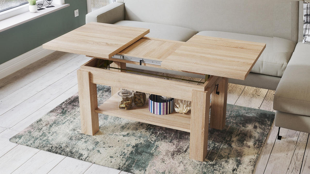 COUCHTISCH rechteckig Sonoma Eiche ausziehbar höhenverstellbar - Sonoma Eiche, Holzwerkstoff (68/110/59cm) - designimpex