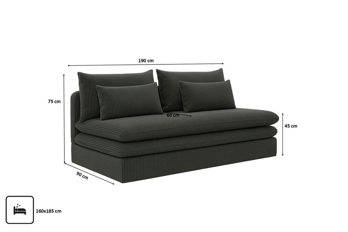 SCHLAFSOFA Mit Bettkasten NELIA, Stoff Poso, Grau - Grau, Holz (190/75/90cm) - Kaiser Möbel