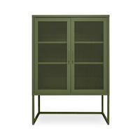HIGHBOARD im Industrial-Design aus Metall H.120cm 2 Türen Streckmetall Olivgrün - Kai - Grün, Metall (85/120/45cm) - Sicaan