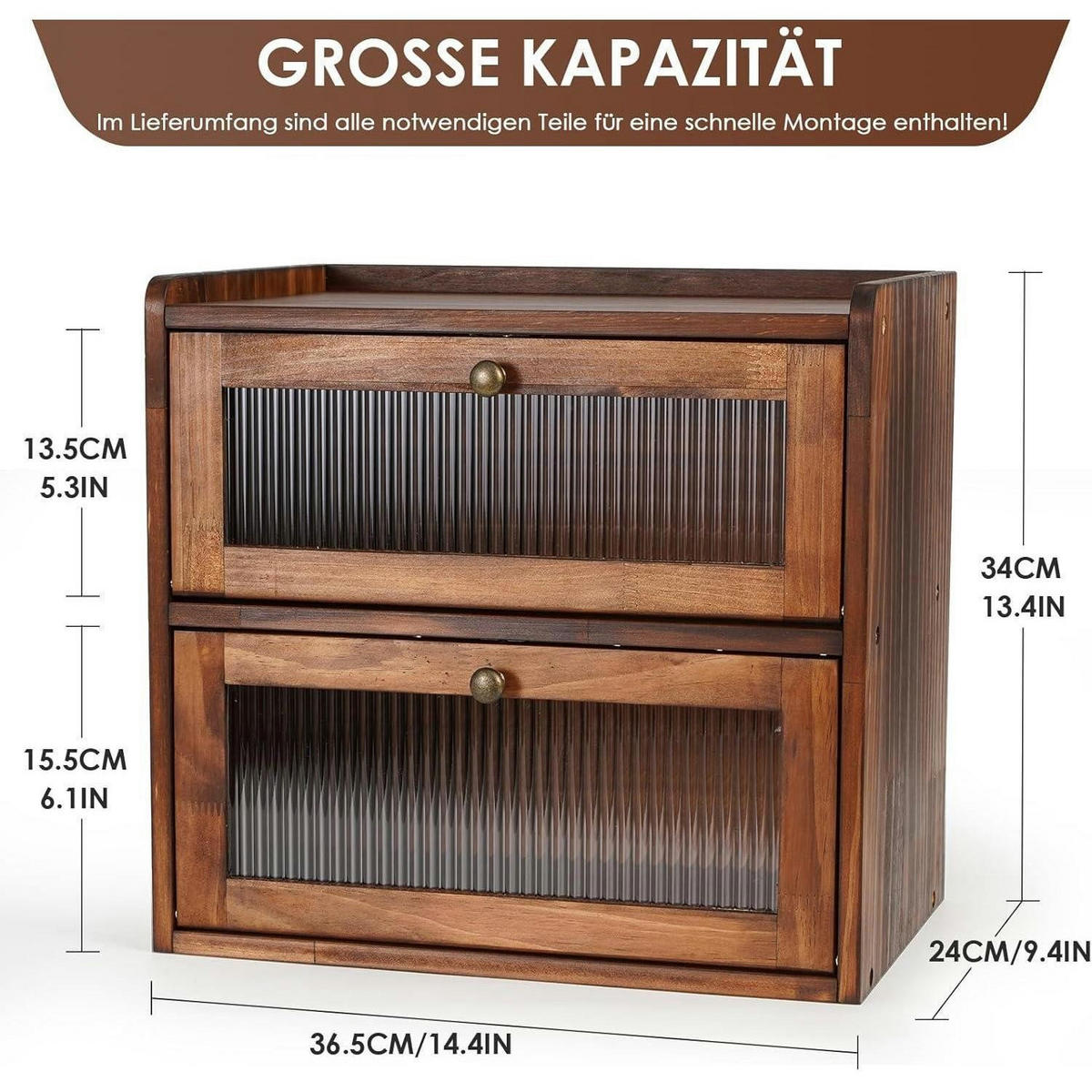 BROTKASTEN Holz 36 x 24 x 34 cm - Braun, Holz (24/34/36.5cm)