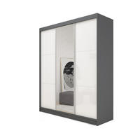 SCHWEBETÜRENSCHRANK VITALE 180/216/61 cm 3-türig mit Spiegel Grau - Weiß/Grau, Holzwerkstoff (180/216/61cm) - MASSENO