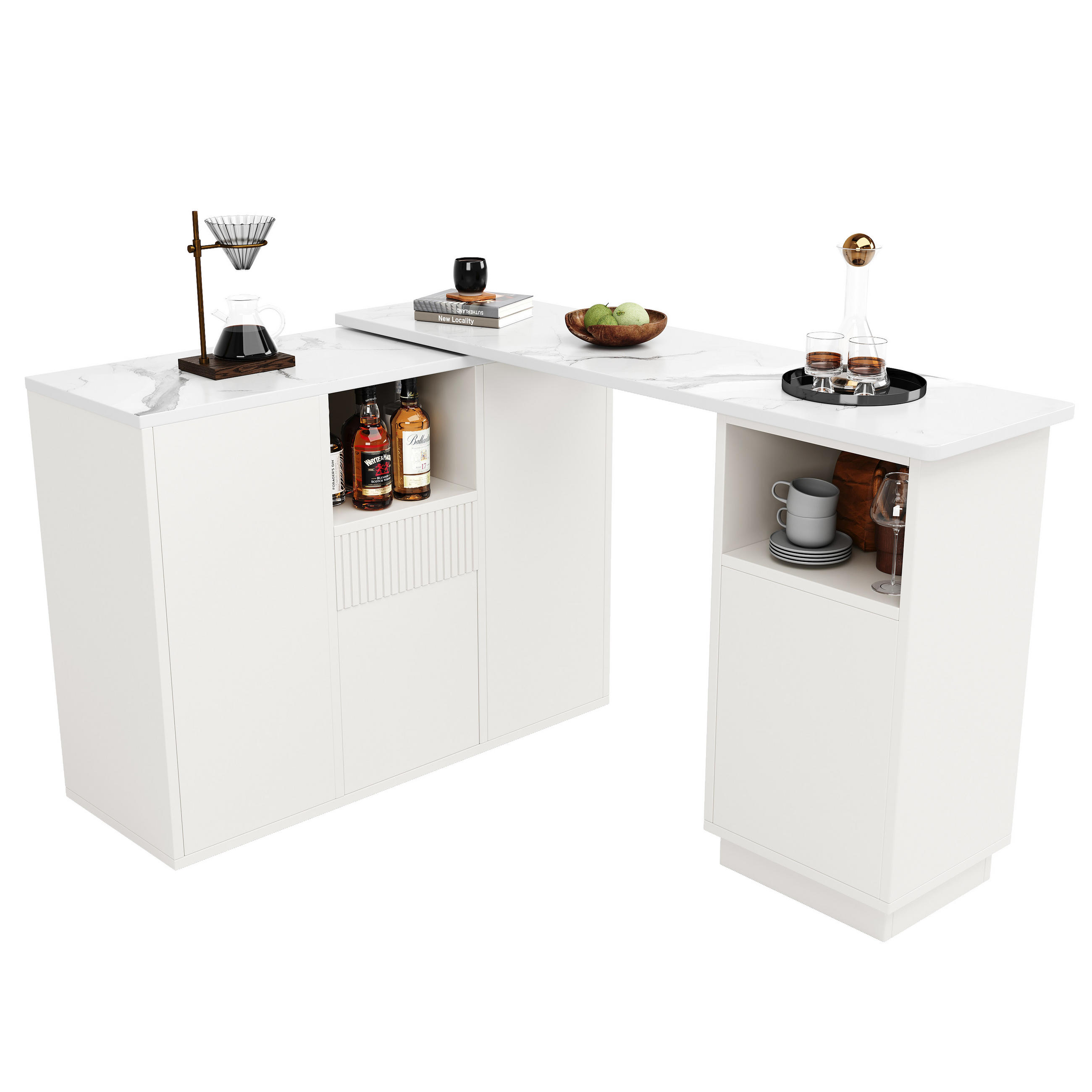 BARTISCH DE-41193 210/30/100,9 cm mit 360° drehbarer Verbindungsplatte Weiß - Weiß, Holzwerkstoff (210/100.9/30cm) - ComfortXL