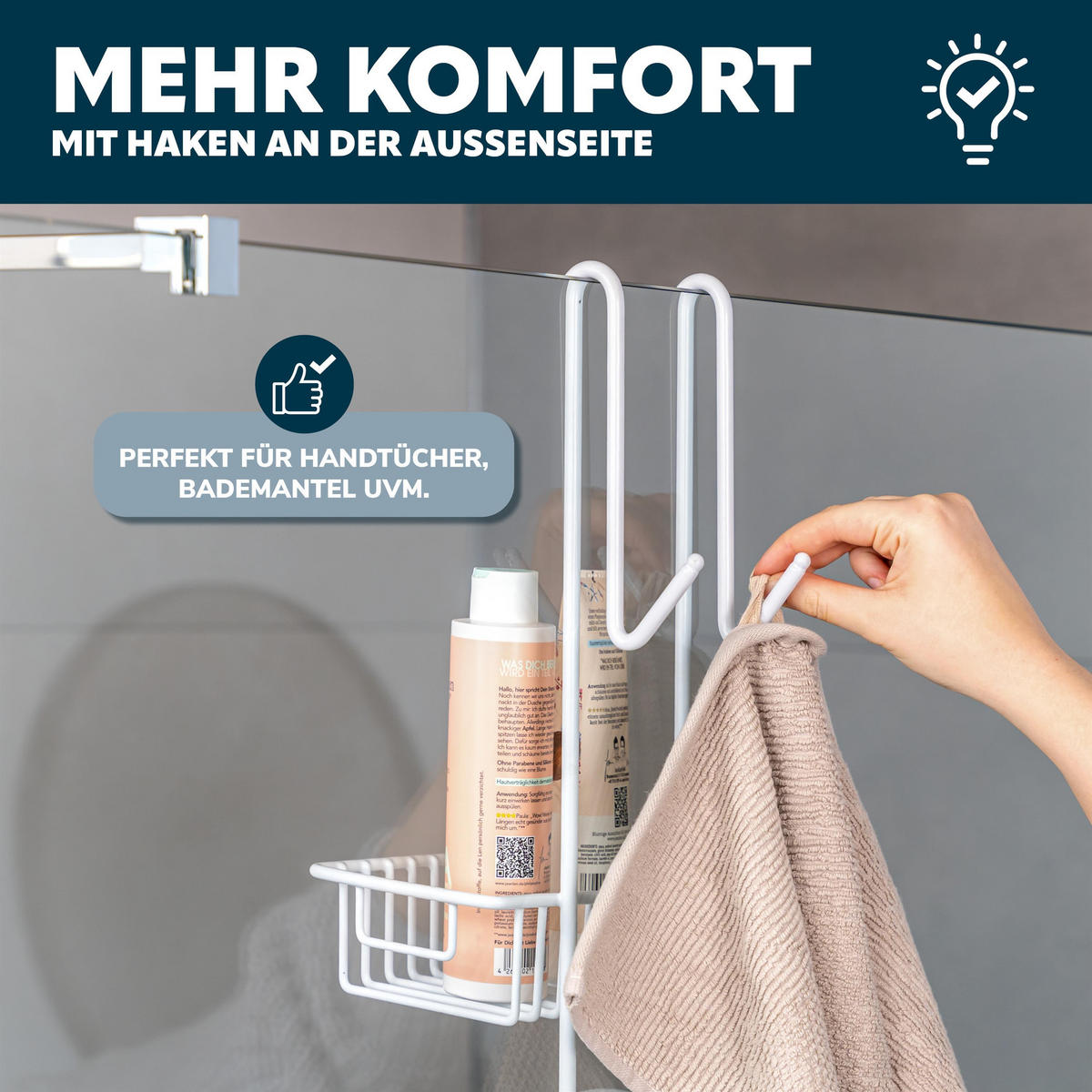 DUSCHREGAL, weiß, Metall - Weiß, Metall (18.5/70/20cm) - bremermann