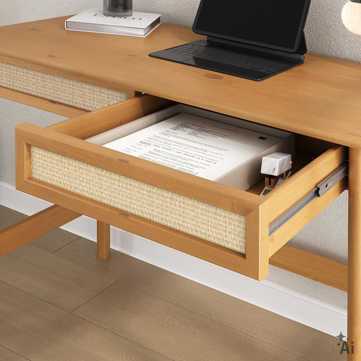 SCHREIBTISCH RODRIGO Eiche - Eichefarben, Holz (110/54/76cm) - IDIMEX