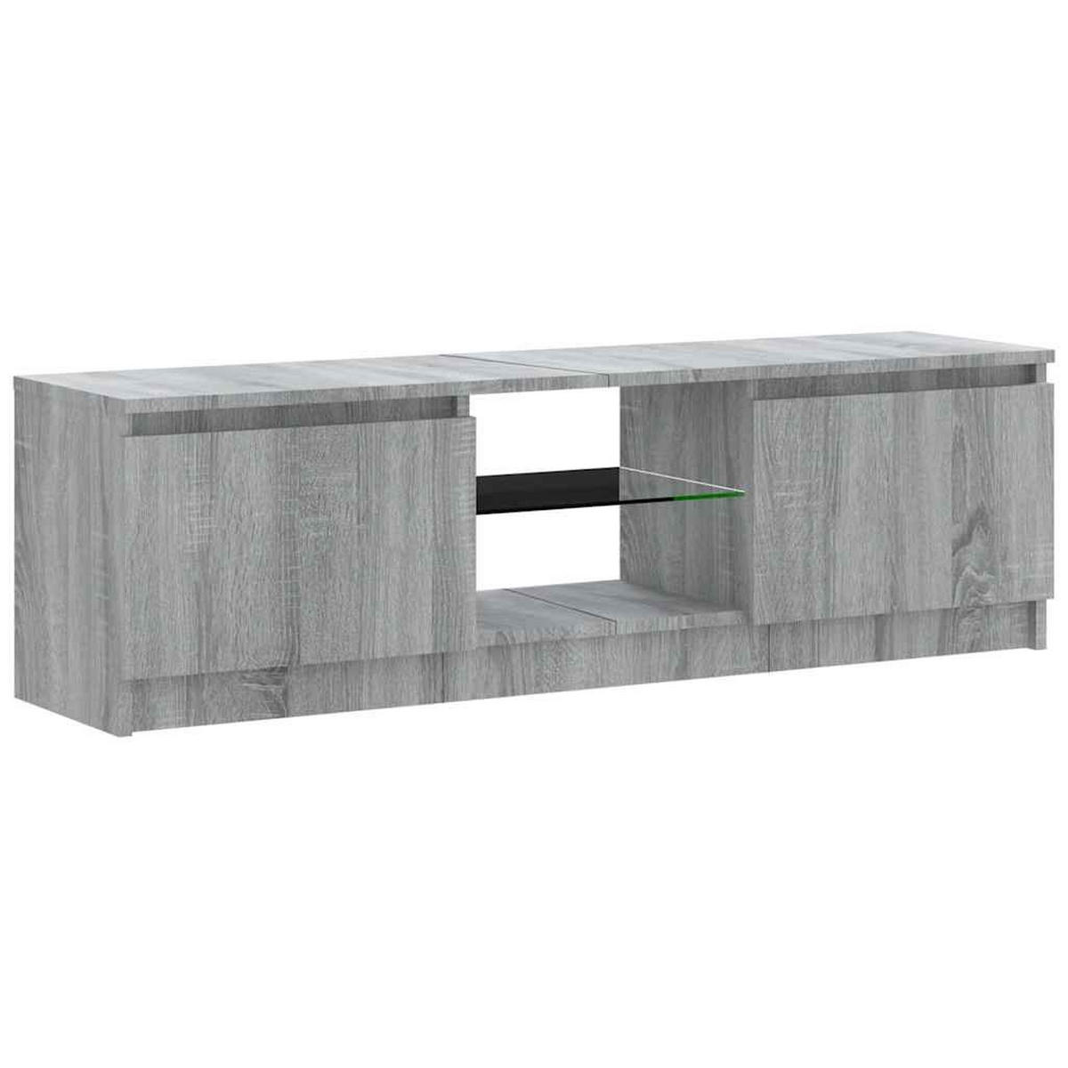 TV-SCHRANK Mit Led-Leuchten Grau Sonoma 120/30/36 Cm - Grau, Holzwerkstoff (30/36/120cm) - vidaXL