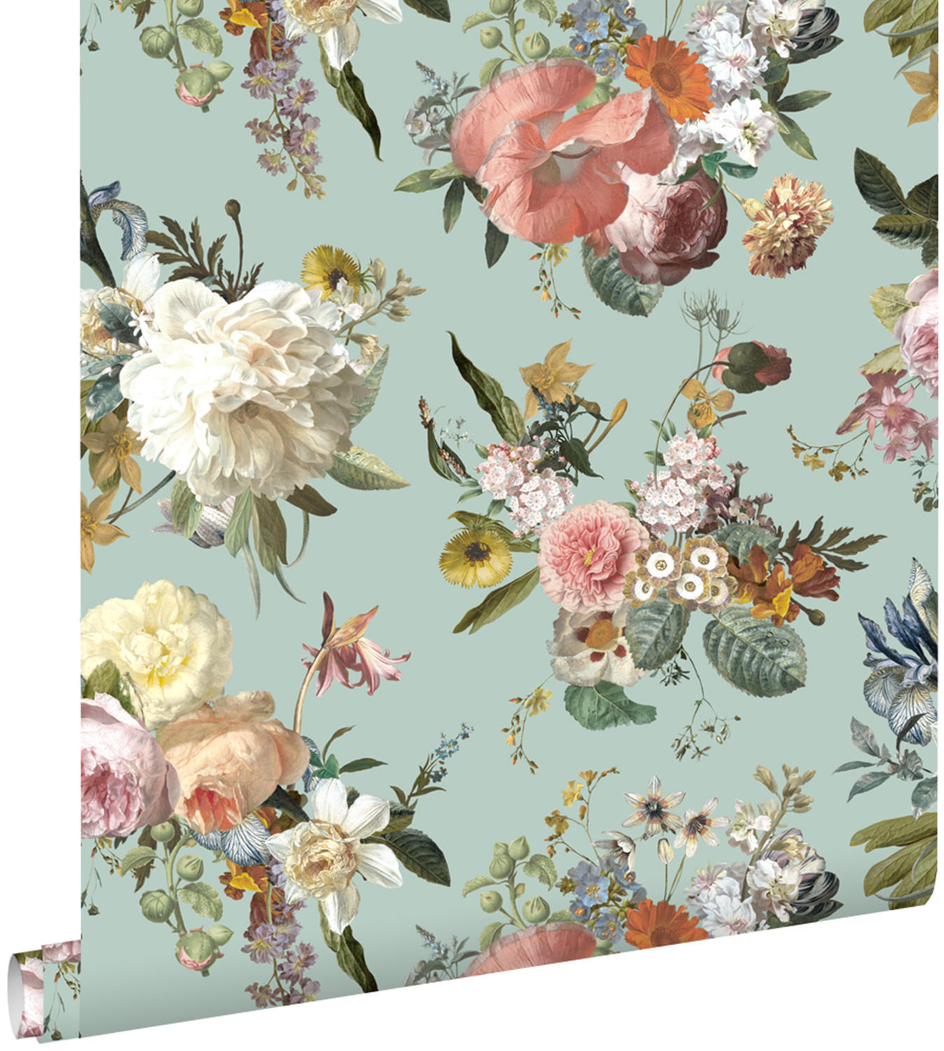 TAPETE Blumenmuster 53 cm x 10.05 m - Grün, Papier (53/1000cm) - ESTAhome
