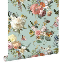TAPETE Blumenmuster 53 cm x 10.05 m - Grün, Papier (53/1000cm) - ESTAhome