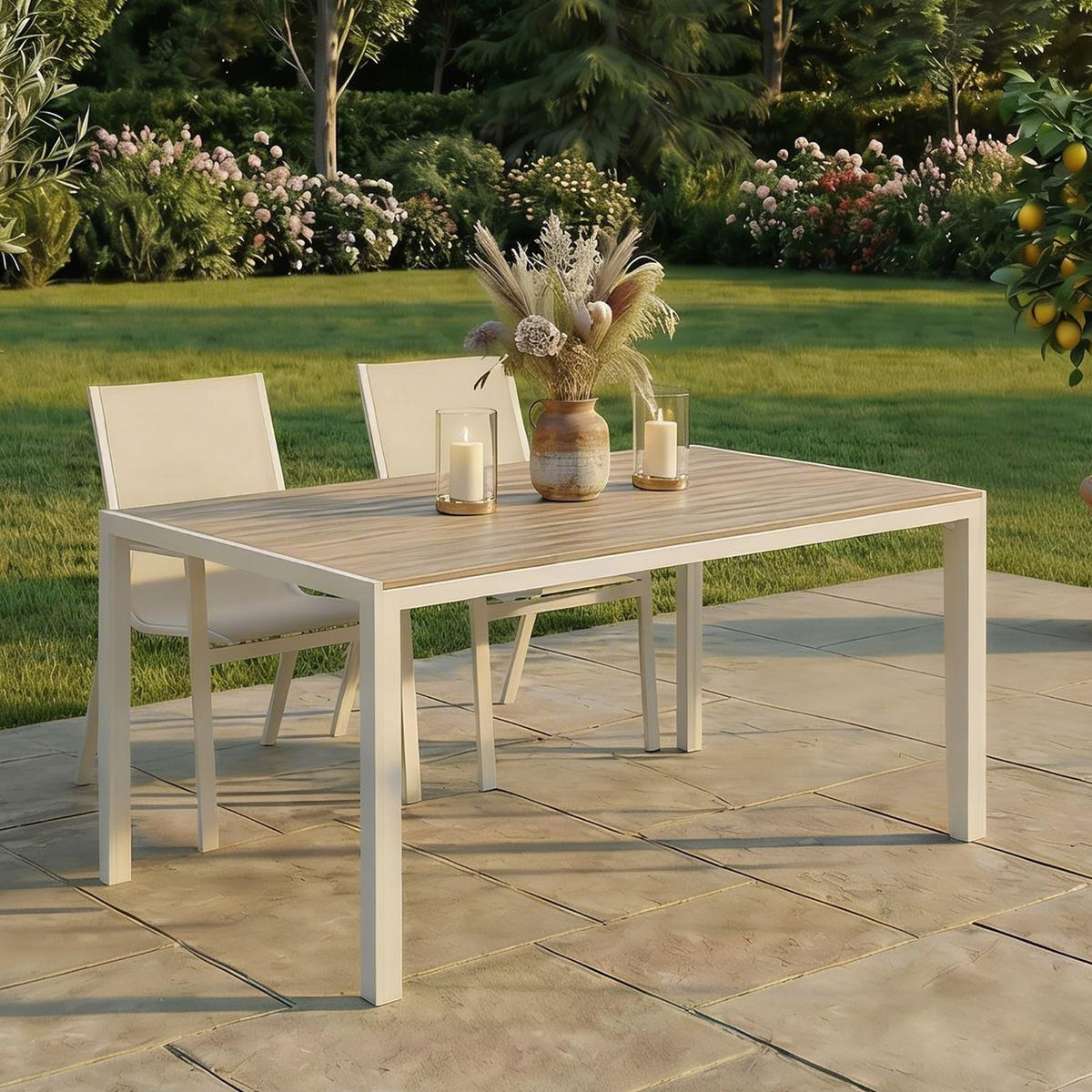 GARTENTISCH MONDELLO weiß - Weiß, Metall (90/150/73cm) - IDIMEX