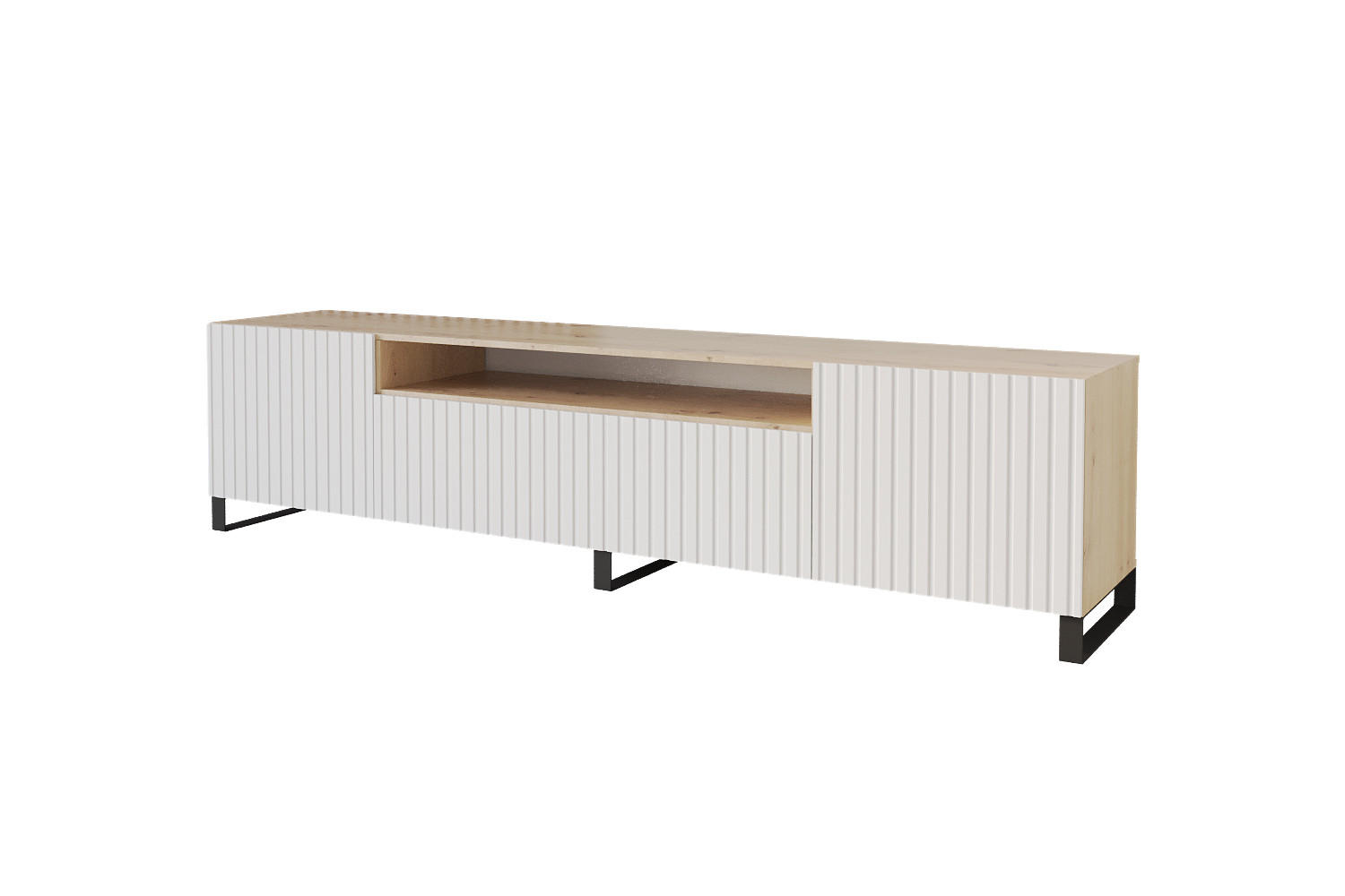LOWBOARD KITO-S 200x53x41 cm - Artisan / Weiß - Schwarz/Weiß, Holzwerkstoff (200/53/41cm) - ALTDECOR