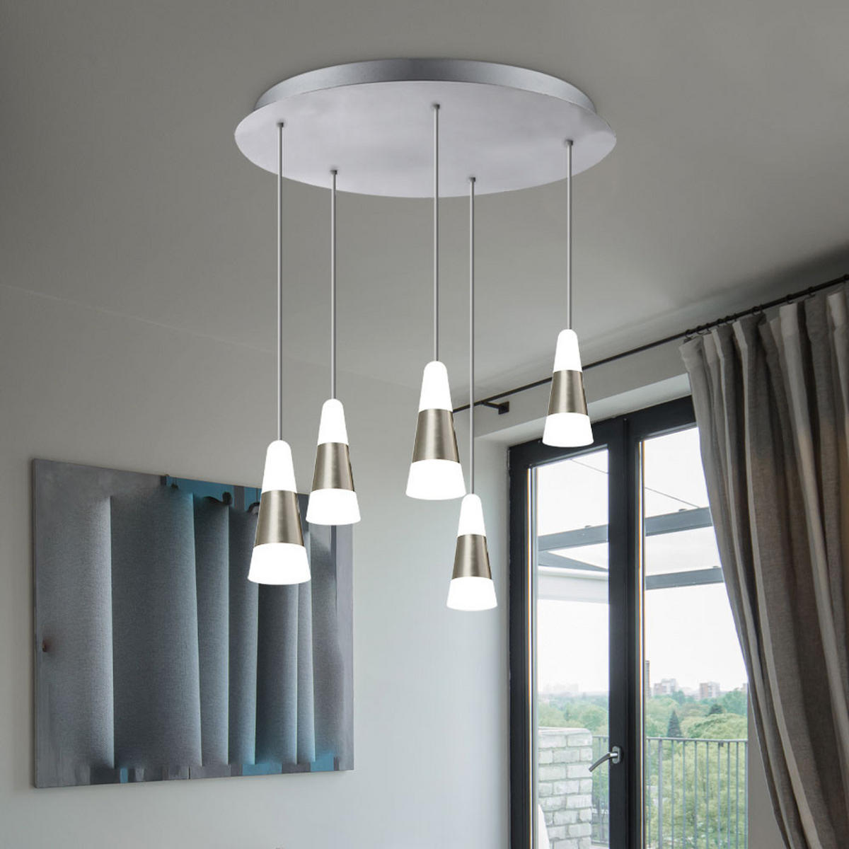 LED HÄNGELEUCHTE FRISO Metall Silber - Silberfarben, Metall (30/30/100cm) - Globo Lighting