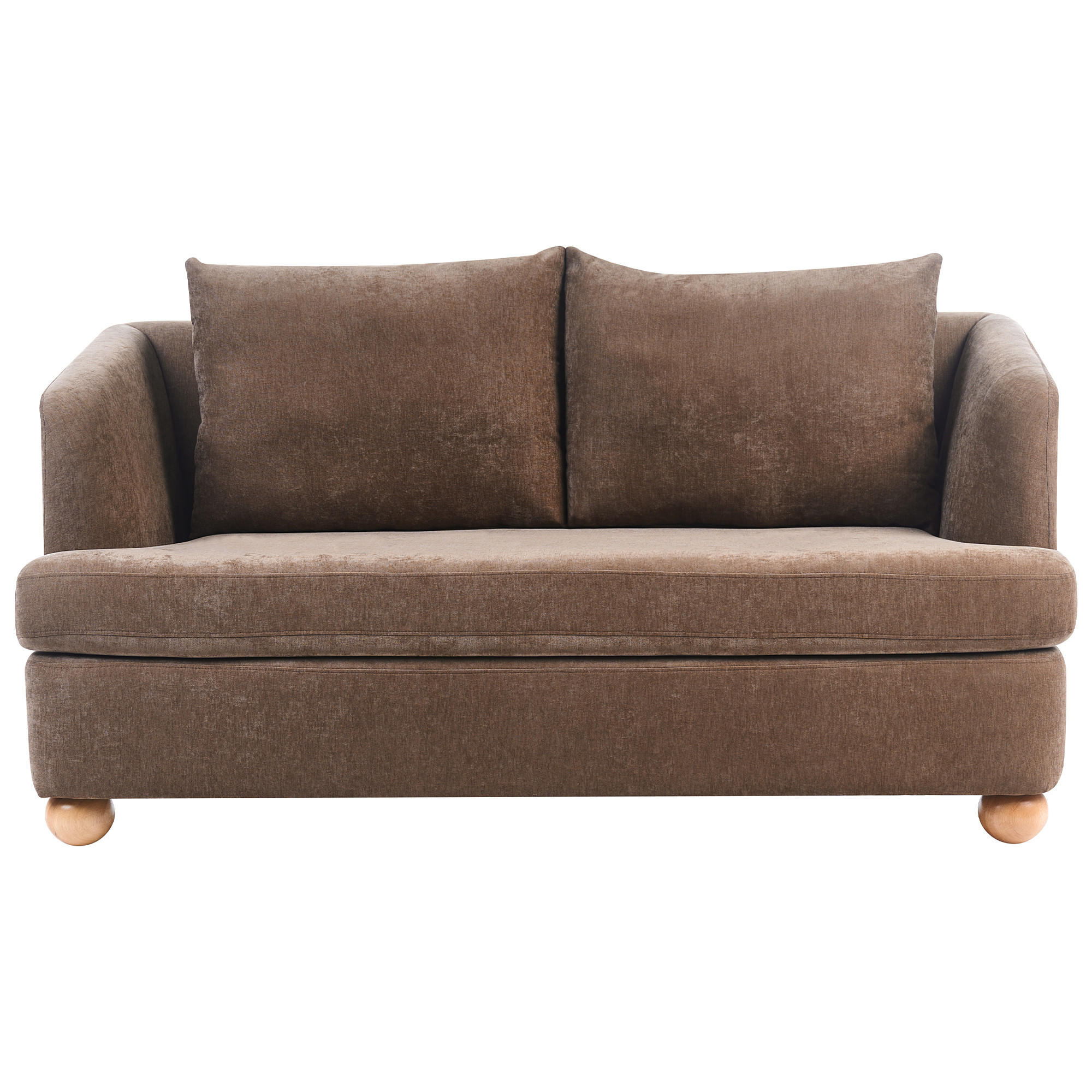 2-SITZER-SOFA Chenillegewebe Braun Rattvik - Hellbraun, Textil (162/86/82cm) - Beliani