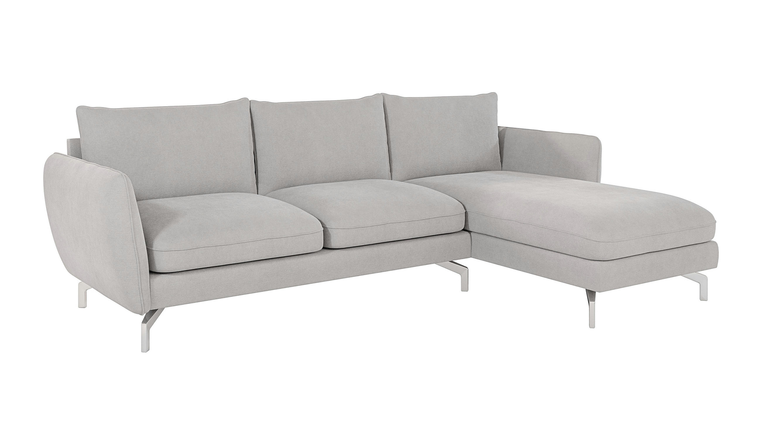 ECKSOFA Elou Silber Microfaser - Chromfarben/Silberfarben, Holz/Textil (261/167cm) - S-Style Möbel