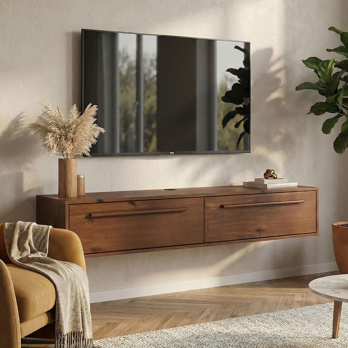 LOWBOARD TECCA Kastanie - Kastanienfarben, Holz (145/26/33cm) - IDIMEX