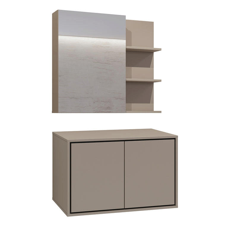 SKRINKA POD UMÝVADLO 78cm Sophéa 2-dielna súprava Krtko - taupe, kompozitné drevo (78/50.8/48cm) - Petits-meubles