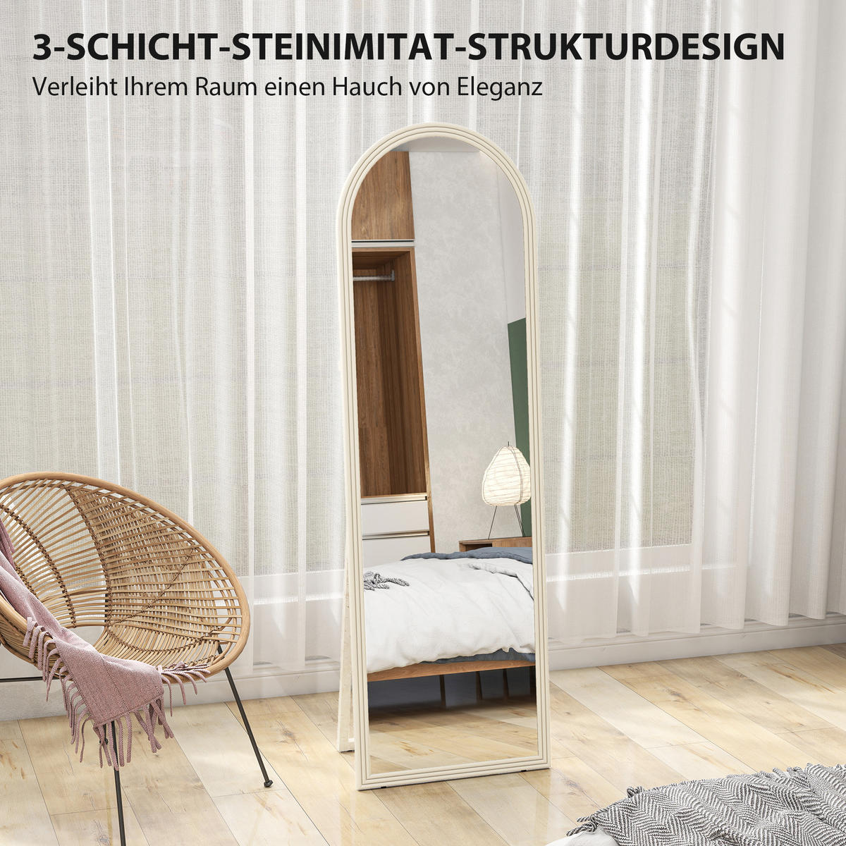STANDSPIEGEL 2er-Set Weiß 50.0/3.7/160.0 cm - Weiß, Kunststoff (3.7/160/50cm)