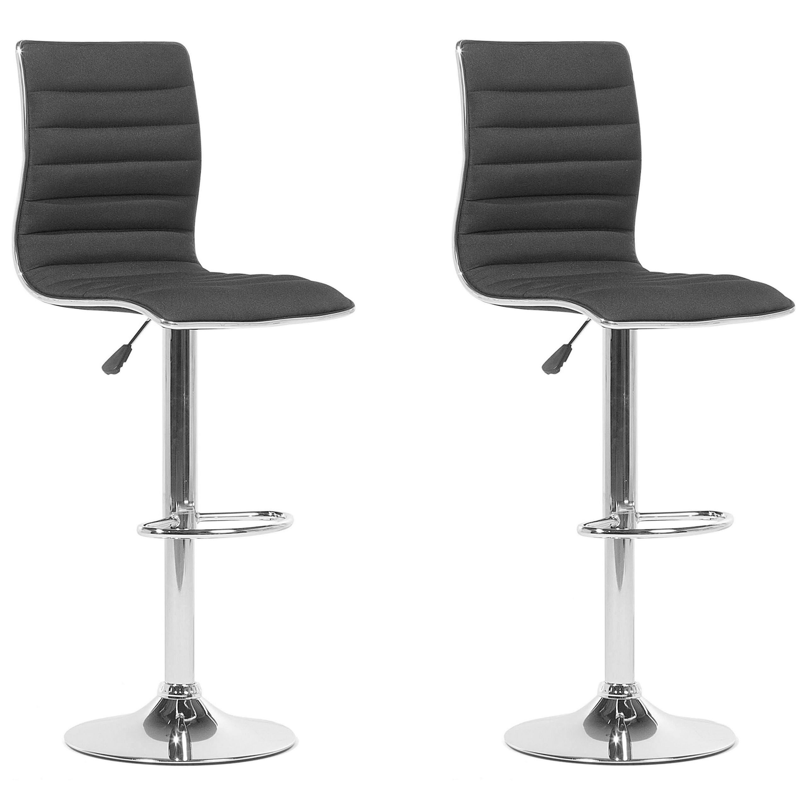 BARHOCKER 2er-Set Polsterbezug Schwarz Lucerne - Schwarz, Textil/Metall (40/116/39cm) - Beliani