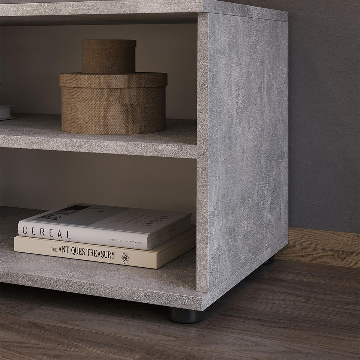 POLICE NA KNIHY Berno Beton - šedá, kompozitní dřevo (70.8/38.9/35.3cm) - Vicco