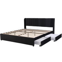 STAURAUMBETT 180/200 cm DE-00073, in Schwarz, 2 Schubladen - Schwarz, Holz (180/200cm) - ComfortXL