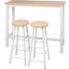 BARTISCH Set mit 2 Barhockern, aus Metall & Holz - Hellbraun/Weiß, Holzwerkstoff/Metall (40/120/100cm) - Woltu