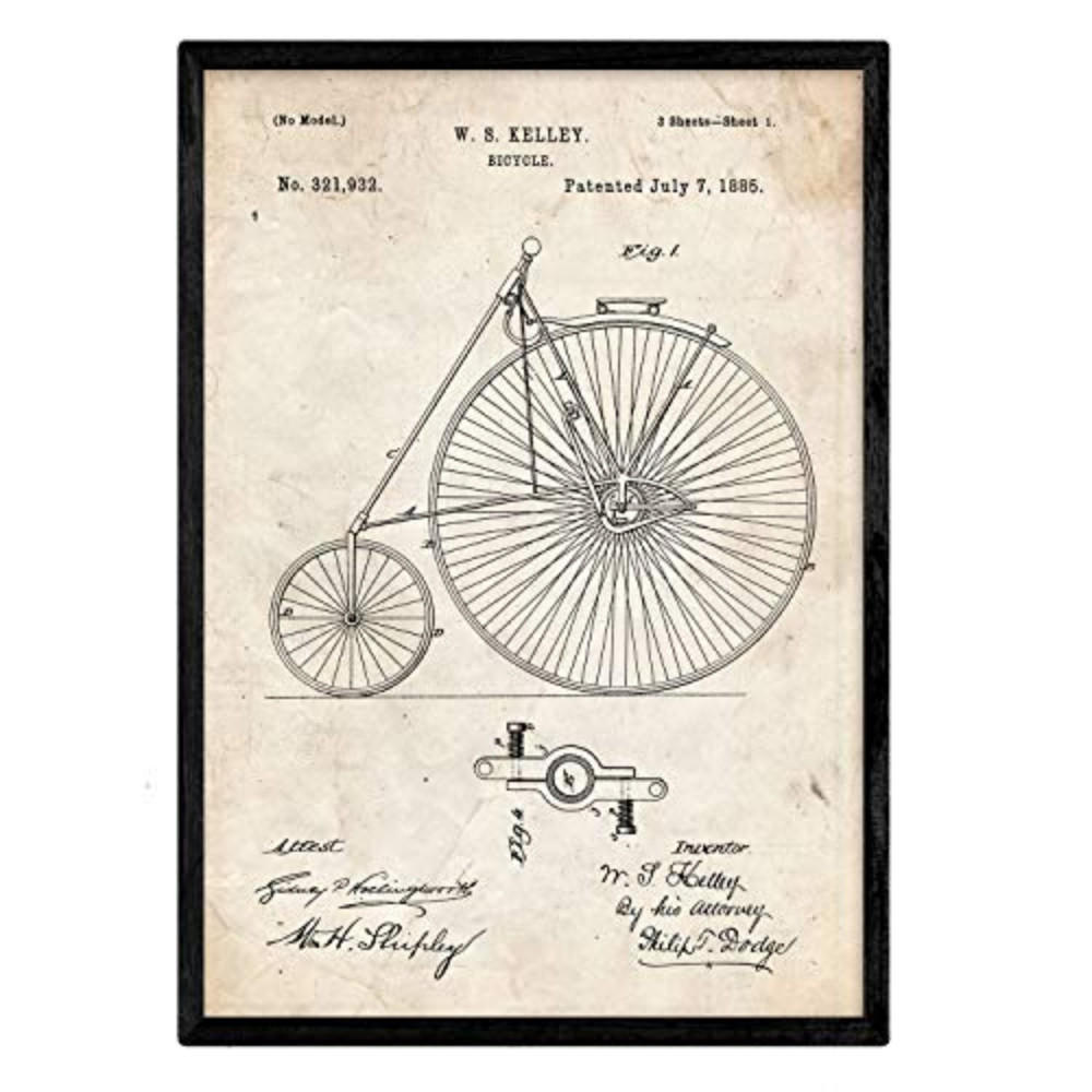 POSTER Fahrrad Patent A3 Rahmenlos - Klar, Papier (29.7/5/42cm) - Nacnic