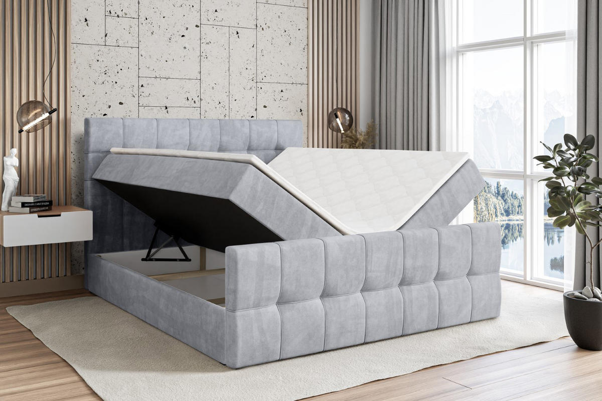 BOXBETT BERO-Z - 140 x 200 - H4 - Hellgrau - Grau, Holzwerkstoff (140/200cm) - ALTDECOR