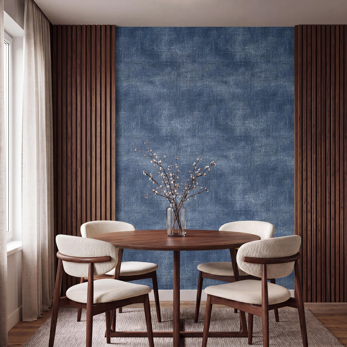 TAPETE - Leinen - Textur - Muster - Denim - Rustikal - 140x200 cm - Blau, Papier (140/200cm) - OnlyWow