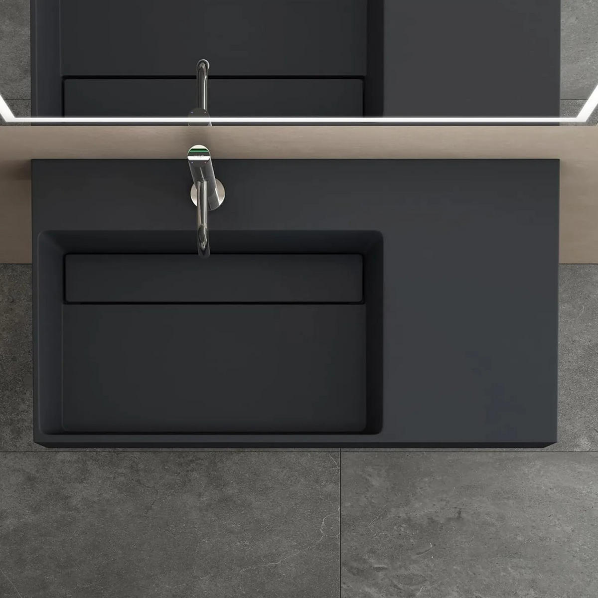 WASCHBECKEN Rea Konglomerat Archi 75 Cm Grey Matt - Grau, Keramik (43/14/75cm) - REA