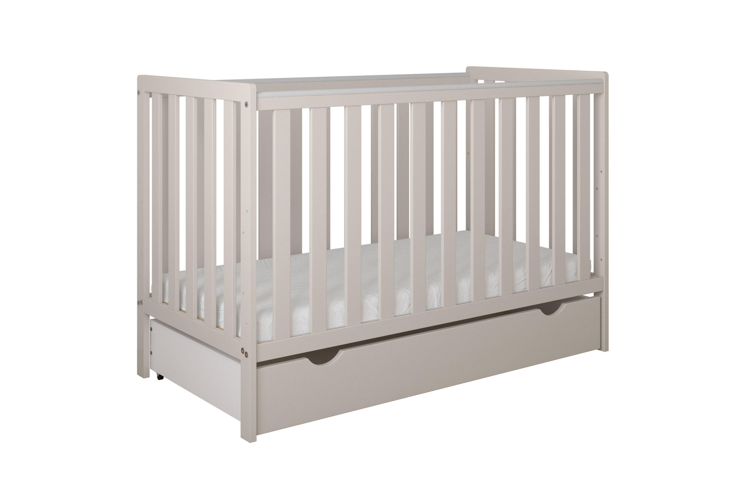 BABYBETT Lio mit Matratze und Schublade - Beige, Holzwerkstoff (60/120cm) - kiki design