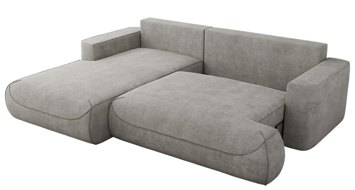 ECKSOFA OVO L Hellgrau Struktur - Links Seite - Hellgrau/Schwarz, Kunststoff/Textil (271/195cm) - MKS
