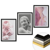 WANDBILDER 3er-Set - 40x60 cm Schwarzer Rahmen - Pfingstrosen abstrakte Frauenskulptur - Schwarz, Kunststoff (40/60cm) - ArtPrintCave