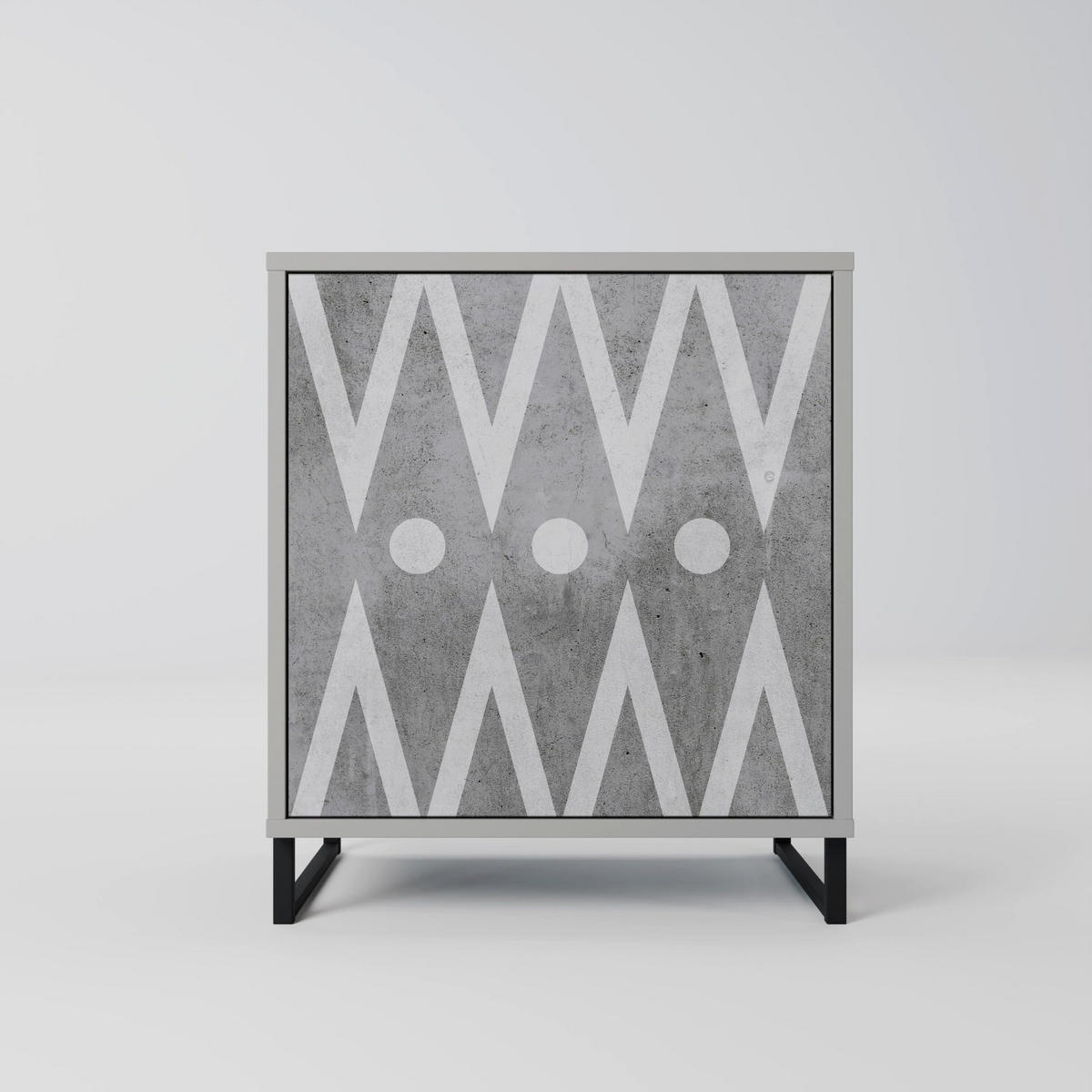 SIDEBOARD SHARP EDGES, Grau, 57,5x42x77,5 cm, Schräge Buchenholzfüße - Buchefarben/Multicolor, Holzwerkstoff/Buchenholz (57.5/77.5/42cm) - SpaceRebels