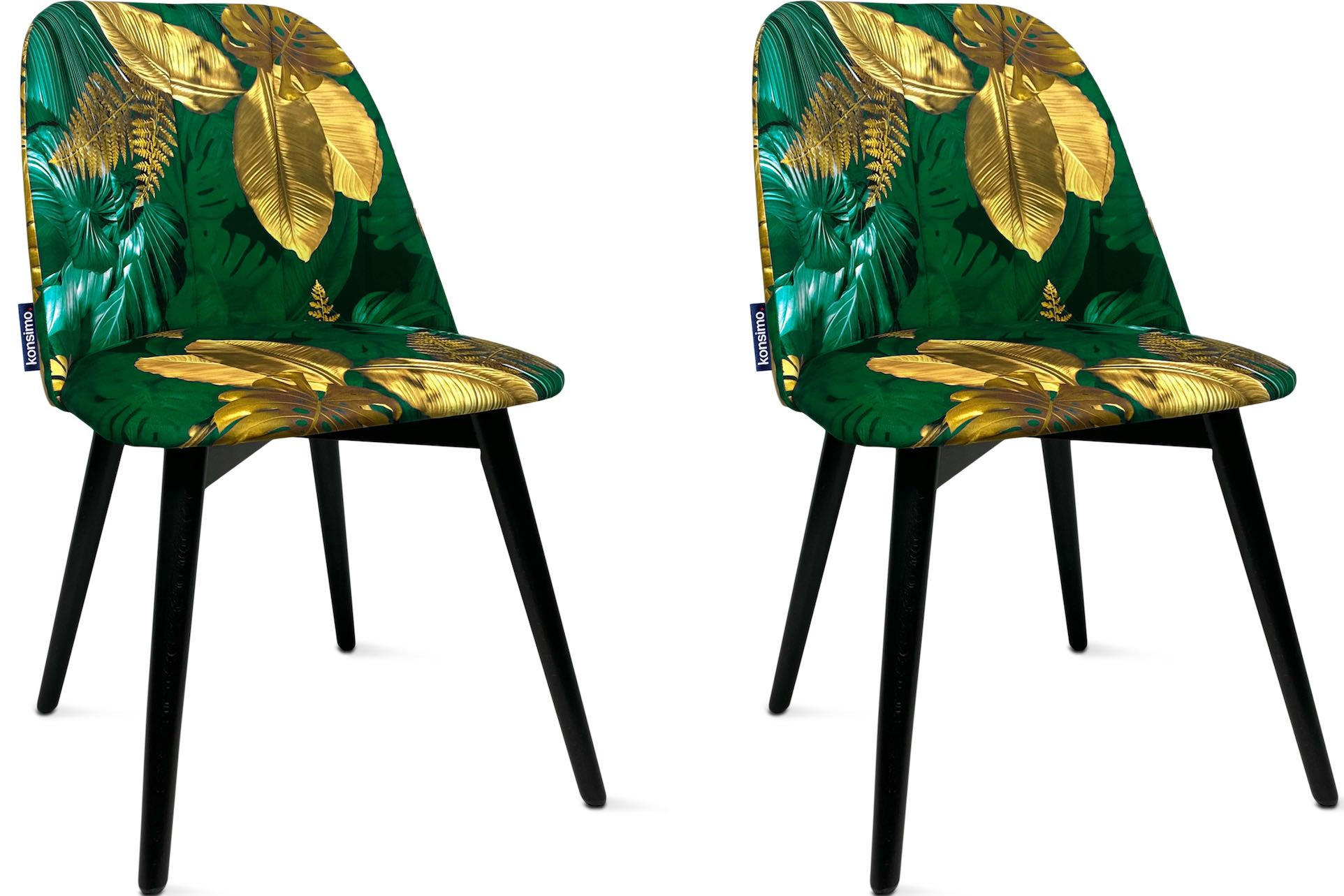 Konsimo® Esszimmerstühle Grün, Gold, Schwarz 48x86x44 cm