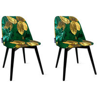ESSZIMMERSTÜHLE BAKERI (2er-Set), grün / gold / schwarz - Goldfarben/Schwarz, Holz/Buchenholz (48/86/44cm) - KONSIMO®