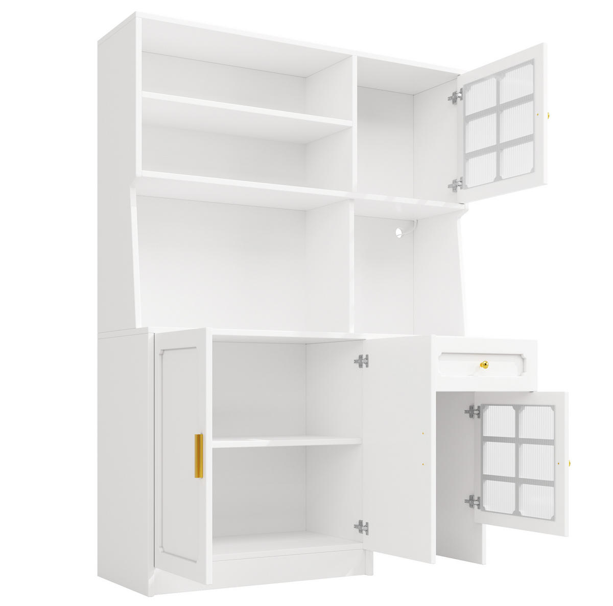 BUFFET 130/45/180 cm aus MDF mit LED-Beleuchtung Weiß - Weiß, Holzwerkstoff (130/180/45cm) - Modenvie