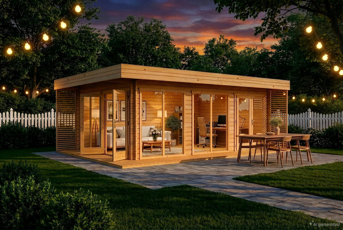 GARTENHAUS Holz Viva - Pinienfarben, Holz (670/243/482cm) - Alpholz
