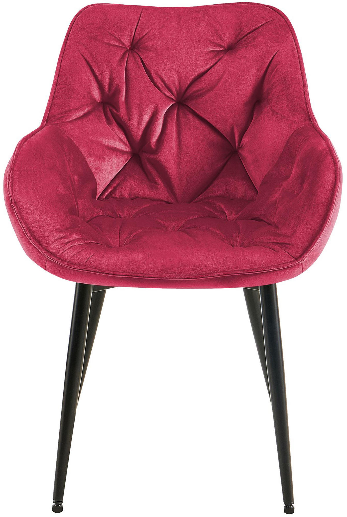 ARMLEHNENSTUHL 4er Set Samt rot - Rot/Schwarz, Textil/Metall (58/83/62cm) - CLP